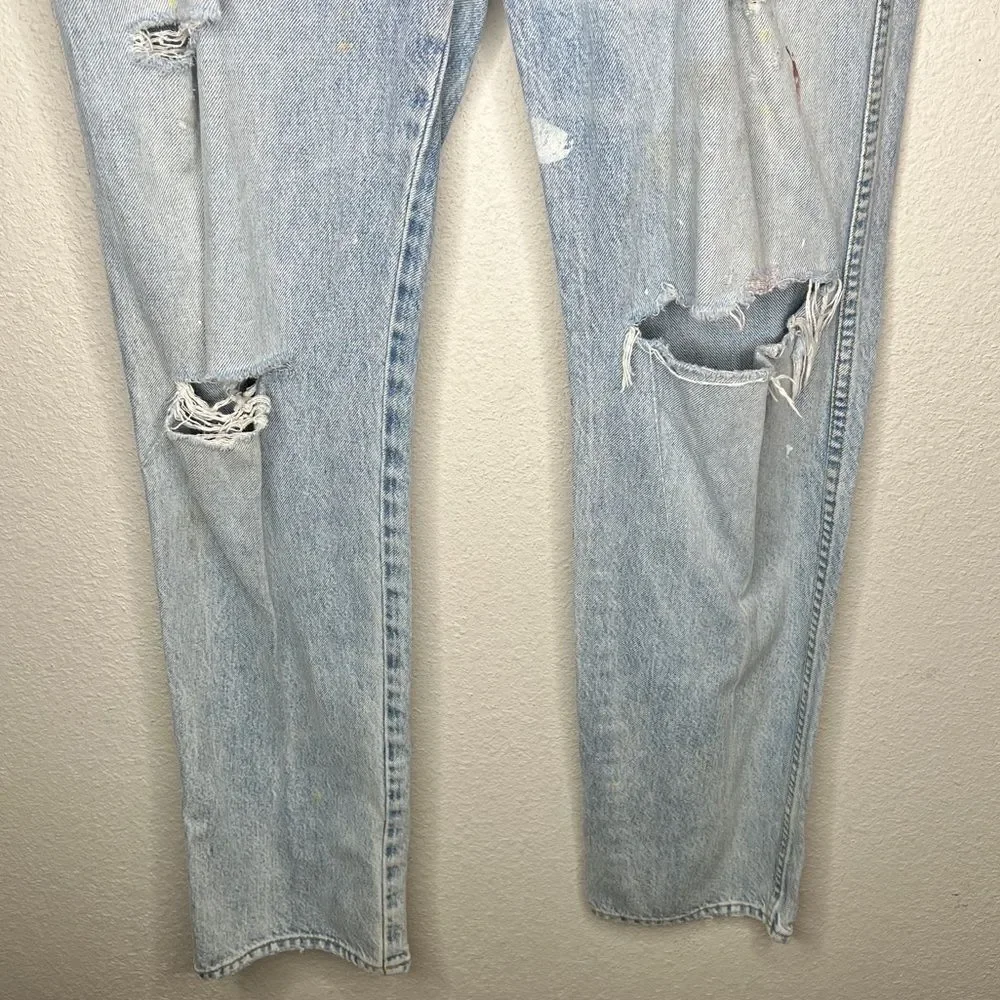 Hudson Button Up Destroyed Jeans with Paint